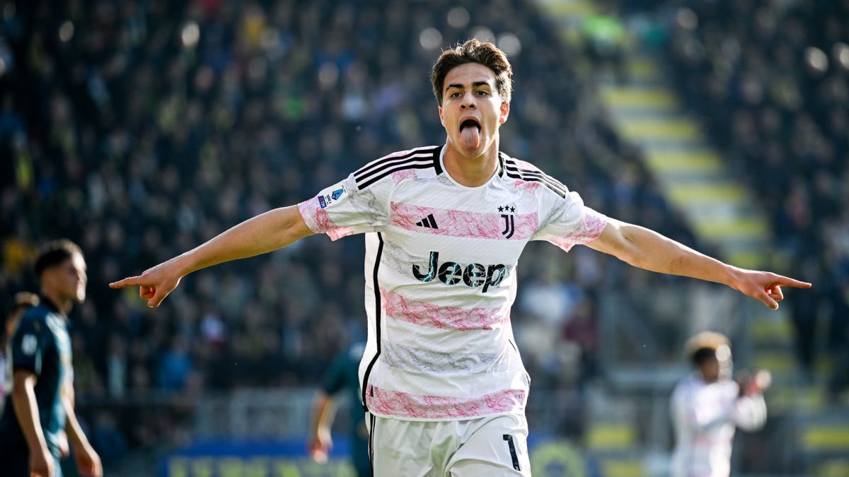 Kenan Yildiz celebrating a goal scored with Juventus Turin