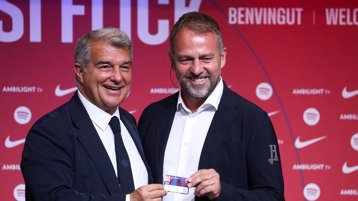 Joan Laporta y Hansi Flick, del Barcelona
