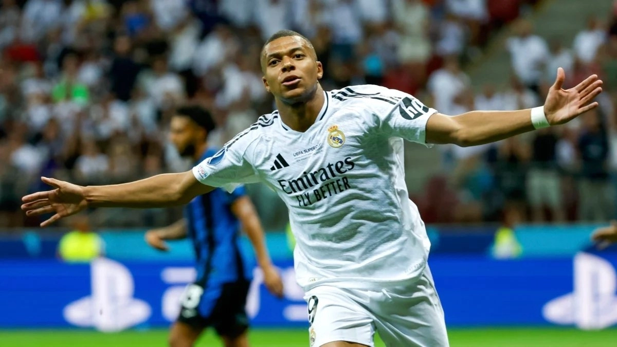 Kylian Mbappé celebra un gol anotado con el Real Madrid