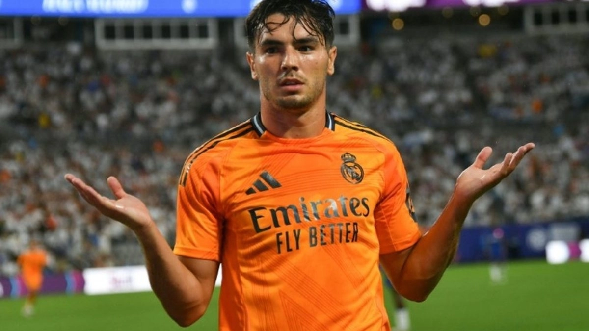 Brahim celebra un gol con el Real Madrid