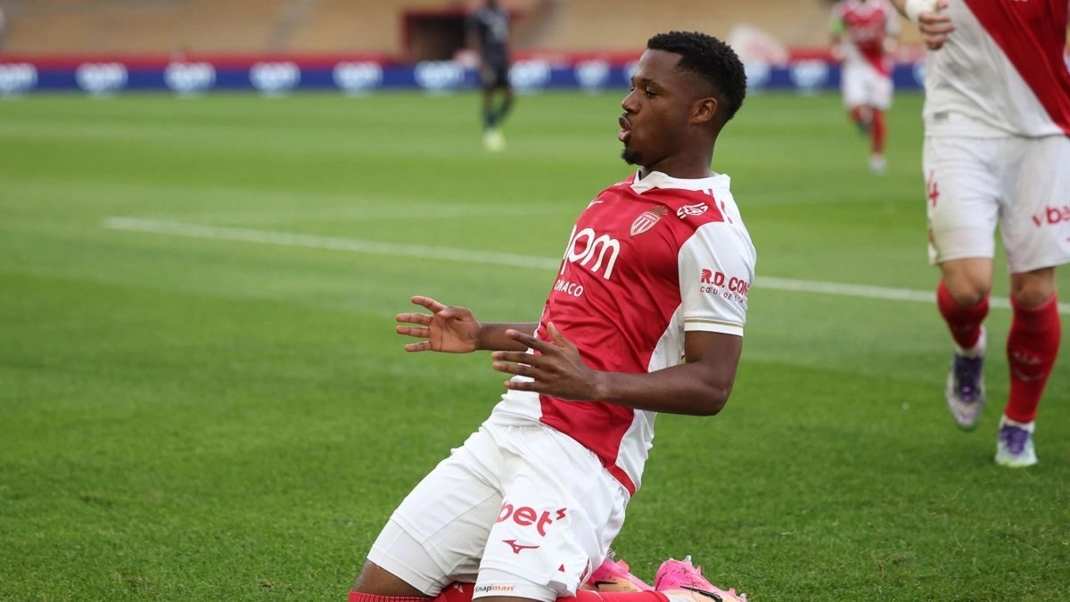 Ansu Fati celebra un gol anotado con el Mónaco