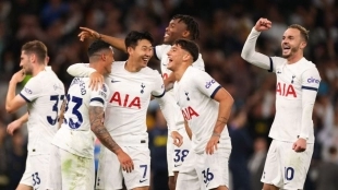 Los jugadores del Tottenham celebran un gol