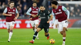Mohamed Salah en un West Ham - Liverpool