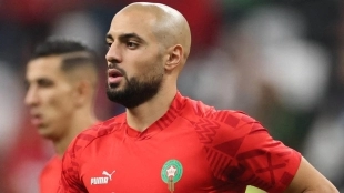 Sofyan Amrabat en la previa de un partido con Marruecos