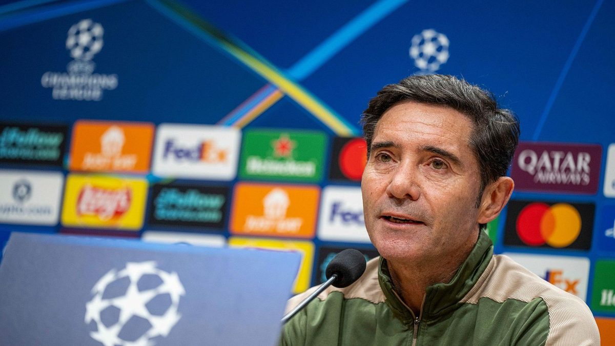 Marcelino García Toral durante una rueda de prensa de Champions League con el Villarreal