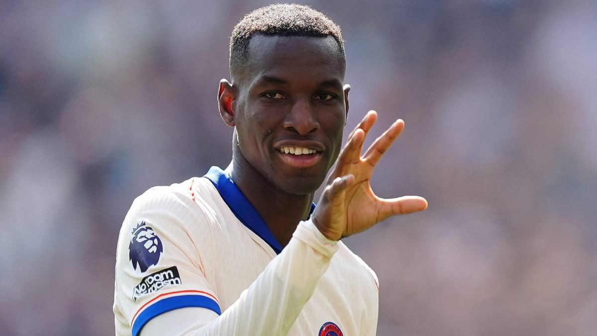 Nicolas Jackson celebrates a goal with Chelsea
