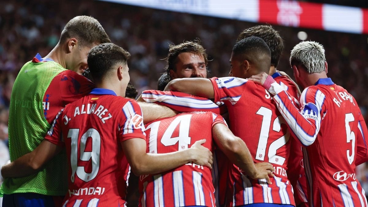 Los jugadores del Atlético de Madrid celebran un gol