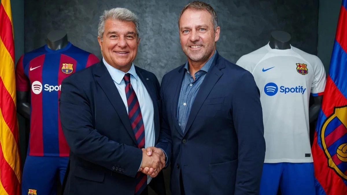 Joan Laporta and Hansi Flick from Barcelona