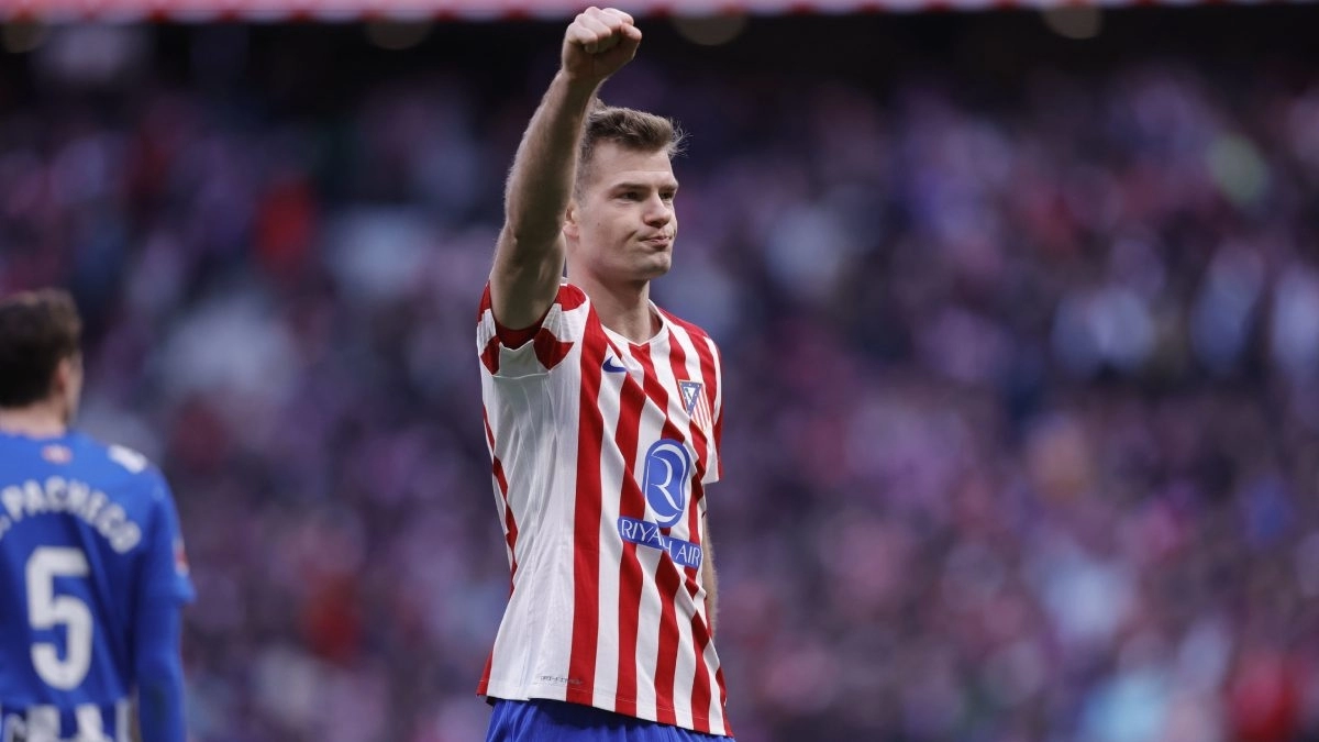 Alexander Sorloth celebra un gol con el Atlético de Madrid