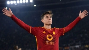 Paulo Dybala celebrates a goal scored against Roma.
